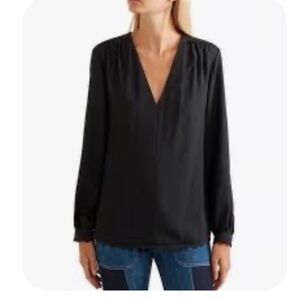Maison D’Amelie Black V-Neck Women's Blouse